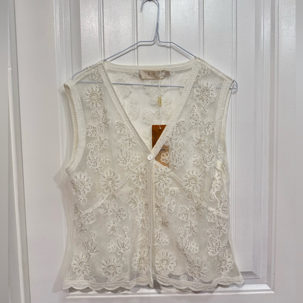 L.I.C. Cream Floral Embroidered Lace Camisole